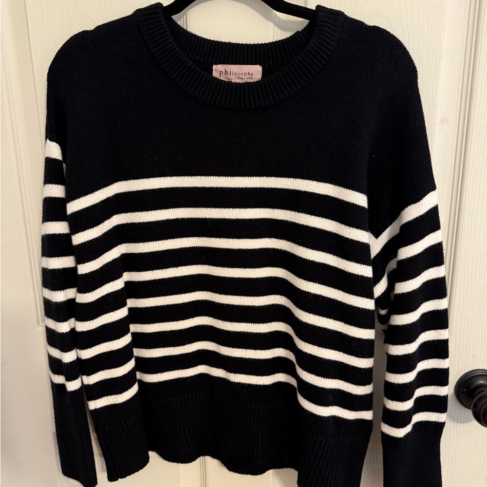 Philosophy Classic Black and White Striped Sweater